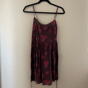Closet | Brown Sheer Floral Print Dress Size Medium